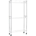 Portant � double tringle avec roulettes, chrom�, l 91 cm x l 35, 5 cm x h 183 cm