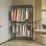 Portant mobile en m�tal, penderie avec crochets et �tag�res r�glables, pour chambre, 90 x 40 x 199 cm, ...