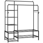 Portant � v�tements, armoire penderie ouverte, porte - manteau avec 7 �tag�res, cadre en m�tal, tringles, ...