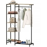 Portant v�tements barre porte - habits + �tag�re � chaussures en ch�ne - structure stable avec syst�me ...