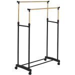 Portant � v�tements double ajustable  effet bois  160cm noir