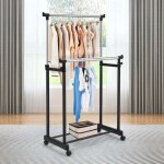 Portant a vetements porte manteau reglable en hauteur porte manteau a roulettes noir 86 x 43 x 94 168 ...