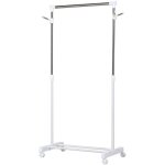 Portant à vêtements sur roulettes - hauteur réglable - 2 patères doubles - acier inox pp blanc Portant à vêtements sur roulettes - hauteur réglable - 2 patères doubles - acier inox pp blanc