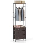 Goplus - portant  vtements avec tiroirs et etagres, porte manteau vestiaire en mtal, penderie style ...