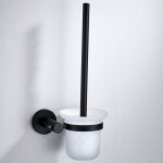 Porte - balai wc mural avec support, verre d�poli / noir mat