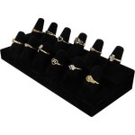Porte bijoux bague en velours noir - plateau presentoir bijoux � 2 niveaux, 12 c�nes avec base solide ...