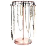 Porte bijoux rotatif en mtal cuivr (23 crochets) - tour de presentoir bijoux - porte collier, bracelets, ...
