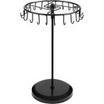 Porte bijoux rotatif en m�tal noir (22 crochets) - 34x21 cm - tour de presentoir bijoux - porte collier, ...