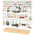 Porte - boucles d'oreilles  3 niveaux, organisateur de bijoux, blanc