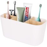 Porte - brosse bambou blanc ? 5 s�parateurs amovibles ? anti - moisissure ? manuel / �lectrique