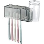 Porte - brosses � dents mural � 5 compartiments avec couvercle, support de rangement auto - adh�sif pour ...