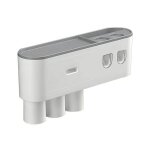 Porte - brosse à dents mural avec deux distributeurs automatiques de dentifrice, avec 2 - 3 tasses (gris, ... Porte - brosse à dents mural avec deux distributeurs automatiques de dentifrice, avec 2 - 3 tasses (gris, ...