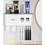 Porte brosse dent mural, support de brosse  dents avec distributeur dentifrice automatique double, 6 ...