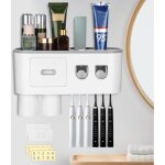 Porte brosse � dents mural avec distributeur automatique ? 6 emplacements ? 2 tasses magn�tiques ? installatio ...