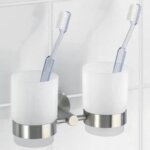 Porte brosse � dent mural - wenko - duo bosio - verre - 17, 5x9, 5x9 cm - mat