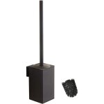 Porte - brosse wc carr� mural en acier inoxydable 304 avec 1 t�tes de brosse (noir)