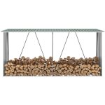 Porte - b�ches bois de chemin�e, abri de stockage de bois, range b�ches ext�rieur acier galvanis� 330x84x152 ...