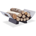 Porte - bches de chemine porte - revues inox mtal moderne bois hxlxp: 16 x 41 x 33 cm, argent - relaxdays ...