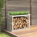 Porte - bches d'extrieur blanc 108x52x74 cm bois massif de pin - porte - bches extrieur - support ...
