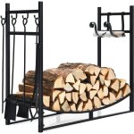 Porte bches range bche bois avec 6 crochets et 4 outils charge 50 kg serviteur chemine pour intrieur ...