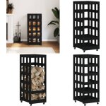 Porte - bûches avec roulettes noir 40x49x110 cm bois massif pin - porte - bûches - stockage bois - abri ... Porte - bûches avec roulettes noir 40x49x110 cm bois massif pin - porte - bûches - stockage bois - abri ...