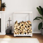 Porte - b�ches avec roulettes - portant de bois de chauffage - meuble pour range b�ches blanc 76, 5x40x108cm ...