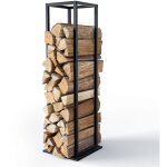 Porte b�che vertical 33x33x112cm - m�tal - range b�che pour chemin�e - support bois int�rieur et ext�rieur ...