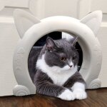 Porte pour chat, conception sans barri�re int�rieure en forme de t�te de chat en plastique porte de passage ...