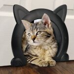 Porte pour chat, conception sans barri�re int�rieure en forme de t�te de chat en plastique porte de passage ...