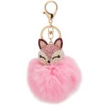 Porte - cls en forme de tte de renard en peluche, porte - cls dcoratif en alliage