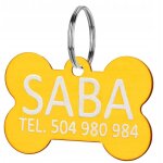 Porte - cls pendentif os de chien avec tiquette d'identification et nom en or