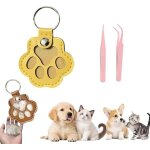 Porte - cl�s souvenir en poils de chien, porte - cl�s en cuir en forme de patte d'animal mignon, pour ...