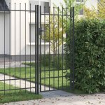 Porte de clture gris 100 x 200 cm acier revtu de poudre