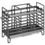 Porte - couverts � 3 compartiments avec �gouttoir, panier � ustensiles de cuisine et �gouttoir en acier ...