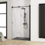Schulte - porte de douche 100 x 200 cm, verre 8 mm, porte coulissante, profilé noir, masterclass Schulte - porte de douche 100 x 200 cm, verre 8 mm, porte coulissante, profilé noir, masterclass