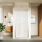 Porte de douche 100cm avec ouverture saloon slim profiles en aluminium chrom� 6mm verre transparent h ...