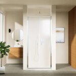Porte de douche 100cm avec ouverture saloon slim profiles en aluminium chrom� verre opaque 6mm h 190 ...