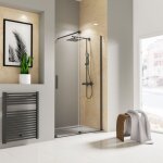 Porte de douche 120 x 200 cm, verre 8 mm, porte coulissante, profil� noir, toura schulte