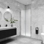 Porte de douche 120x185cm en d�poli, ouverture en battant, profil� en chrom�