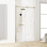 Schulte - porte de douche 140 x 200 cm, verre 8 mm, porte coulissante, profil dor, masterclass