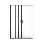 Porte de douche coulissante double en m�tal noir mat - verre anti - calcaire - 120 x 195 cm - bavioda ...