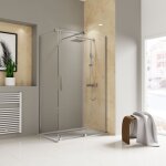 Porte de douche coulissante + paroi de retour fixe, 140 x 80 x 200 cm, verre 8 mm, profil� aspect chrom�, ...