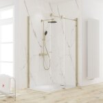 Schulte - porte de douche coulissante + paroi de retour fixe, 160 x 90 x 200 cm, verre 8 mm, profil� ...