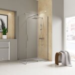 Porte de douche coulissante + paroi de retour fixe, 180 x 90 x 200 cm, verre 8 mm, profil� aspect chrom�, ...