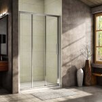 Porte de douche coulissante verre tremp clair ep. 6mm - 140x195cm - 3 volets - chrom - rversible - ...