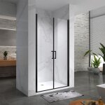 Saniverre - porte de douche h. 195 cm, l. 68 - 71 cm, verre transparent 6 mm anticalcaire - kaya - black ...