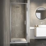 Porte de douche pour niche 70cm ouverture  charnire profils en aluminium chrom verre transparent ...