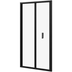 Parama - porte de douche pour niche 90 cm ouverture livre profil�s aluminium noir mat verre transparent ...