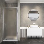 Porte de douche pour niche 90cm ouverture à charnière profilés aluminium chromé verre opaque 6mm avec ... Porte de douche pour niche 90cm ouverture à charnière profilés aluminium chromé verre opaque 6mm avec ...