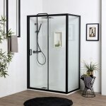 Porte de douche niche noir mat avec 1 porte fixe et 1 porte coulissante de 100 cm + paroi fixe l: 80 ... Porte de douche niche noir mat avec 1 porte fixe et 1 porte coulissante de 100 cm + paroi fixe l: 80 ...